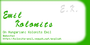 emil kolonits business card